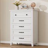 Garvee 5 Drawer Dresser with Large Storage for Bedroom, 41.3 in Tall, White, Wooden Closet Chest - Ash White