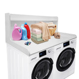 Garvee 2-Tier Washer Dryer Countertop Wood Laundry Countertop With 2.75" H Edge Rails Waterproof Cover For Laundry Room 54" W x 27.55" D x 19.68" H - White