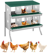 Garvee Chicken Nesting Box, 6 Compartments, Two-Tier Galvanized Steel, Wall Mount, Large Vented Holes, Easy Egg Collection, Durable, Spacious, Tool-Free Assembly - Green | 6 Compartments