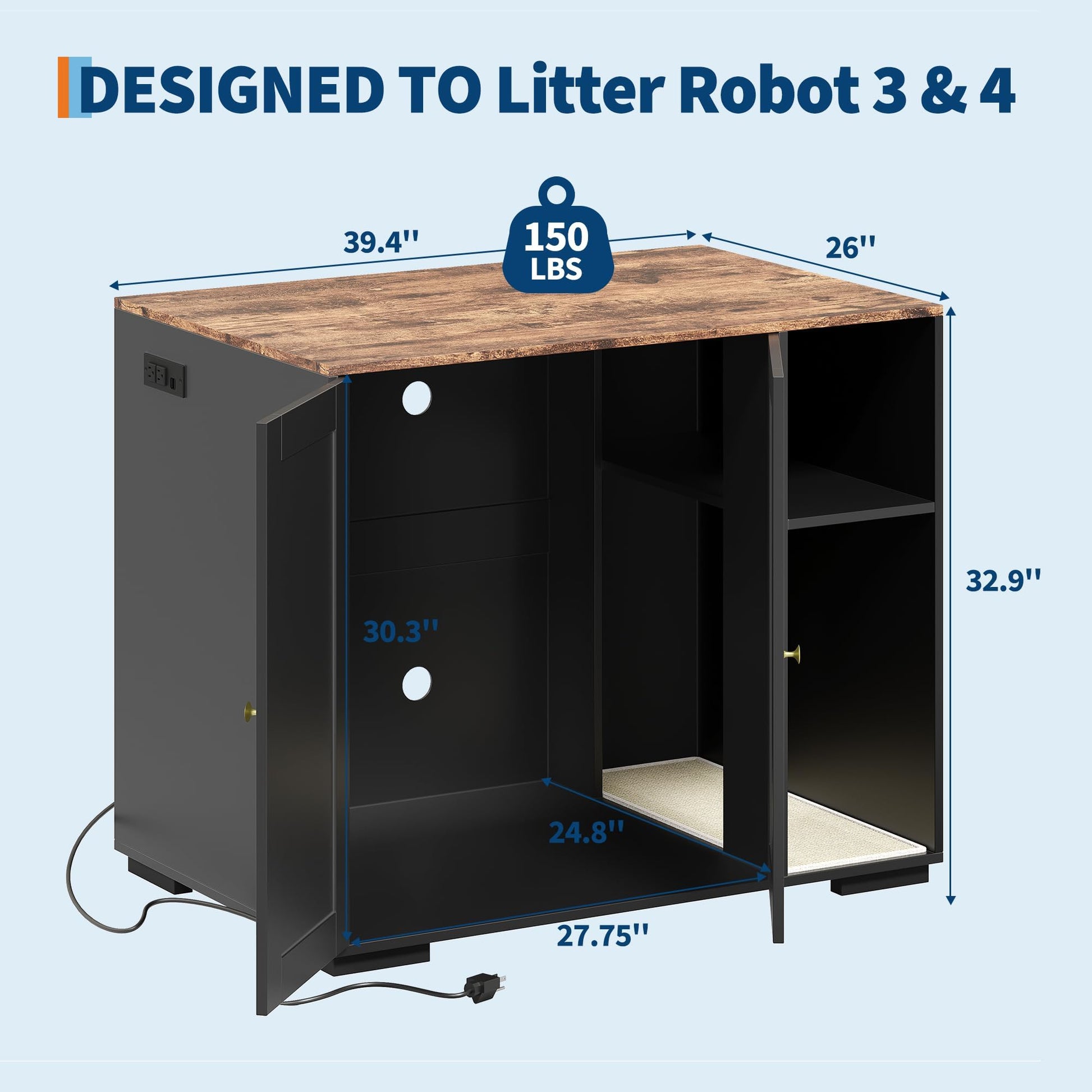 Garvee cat litter cabinet sized for Litter Robot 3 and 4
