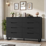 Garvee 8 Drawer Dresser for Bedroom, Freestanding Horizontal Storage Chest, 55" Wide, Black, Versatile Living Room Furniture - Black