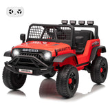 Garvee 12V Kids Ride On Truck Car with Parent Remote Control, 3 Speeds, Emergency Braking, LED Lights, Music & Horn, Red for Outdoor Adventures - Red