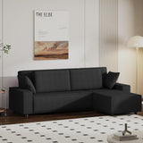 Garvee Corduroy Stripe 96 Inch Large Oversized Sectional Sofa, L Shaped Modern Couch, Deep Seat, Black - Black