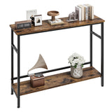 Garvee Entryway Console Table with Adjustable Shelf, 39.3” Rustic Sofa Table, MDF & Metal, Sturdy & Durable, Easy Setup, Industrial Style - retro Color