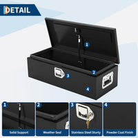 Boîte à outils en acier Garvee de 39 pouces pour plateau de camion - Conception en diamant avec poignées latérales et clés de verrouillage, rangement compact et durable pour pick-up, camping-cars et remorques, noire