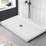 Garvee Shower Base Single Threshold Rectangle Acrylic Shower Pan 48x32 in White Center Drain - White