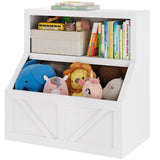 Garvee Kids Bookshelf and Toy Storage, Wooden Toddler Bookcase Cabinet with Storage Organizer, Children's Large Cubbies for Playroom Bedroom Nursery Classroom School Kindergarten Daycare - White