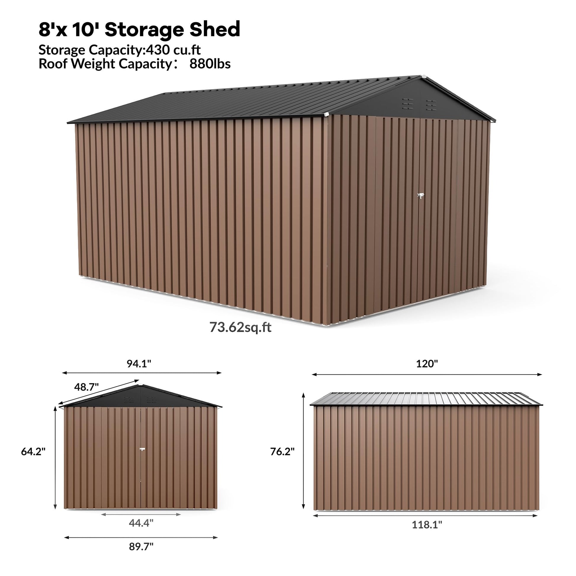 8 x 10 FT storage shed size and capacity image