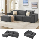 Garvee 108" Modular Sectional Sofa L-Shaped Boneless Cloud Couch 67.5" Chaise Corduroy Fabric No Assembly - Lie Left | Corduroy | Gray