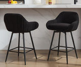 Garvee Modern Swivel Bar Stools Set of 2, 26" Counter Height, Upholstered Sherpa Fabric, Black Metal Legs, Kitchen Island Seating - Black