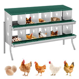 Garvee 10 Compartments Chicken Nesting Boxes for Laying Eggs, Heavy-Duty Galvanized Steel, Poultry Egg Laying Boxes, Durable and Easy to Clean - Green 10 Hole  With Legs