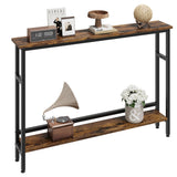 Garvee Slim Console Table 5.9" Narrow Sofa Table, 2 Tier Skinny Console Table with Adjustable Shelf, Slim Behind Couch Table for Living Room, Entryway, Hallway, Foyer - Retro Color - Retro Color