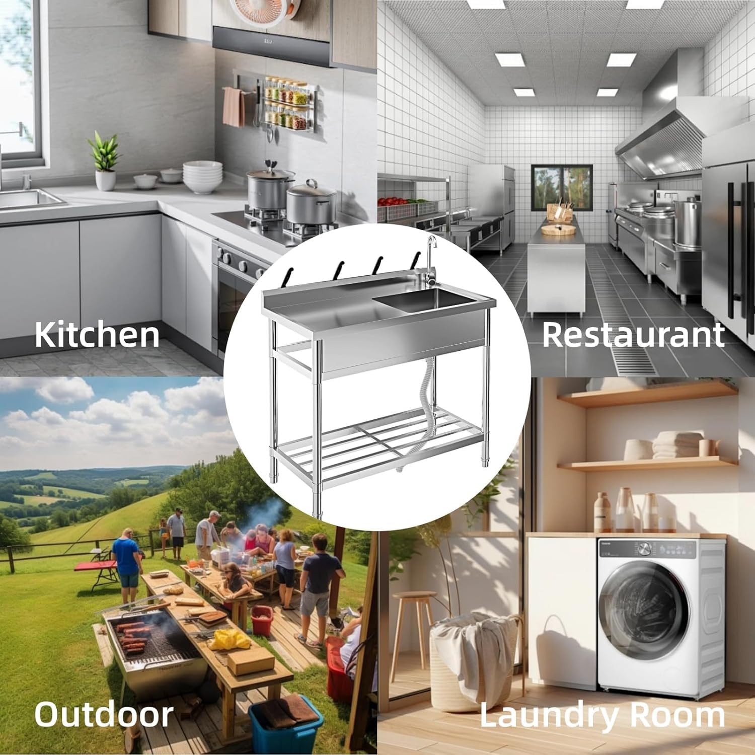 Garvee utility sink suitable for kitchen restaurant outdoor and laundry room use