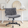 Garvee Criss Cross Chair with Wheels, Wide Seat Home Office Desk Chair, Armless Makeup Vanity Chair, Modern Cross Legged Swivel Comfy Chair, Computer Task Chair for Home Office, Gray