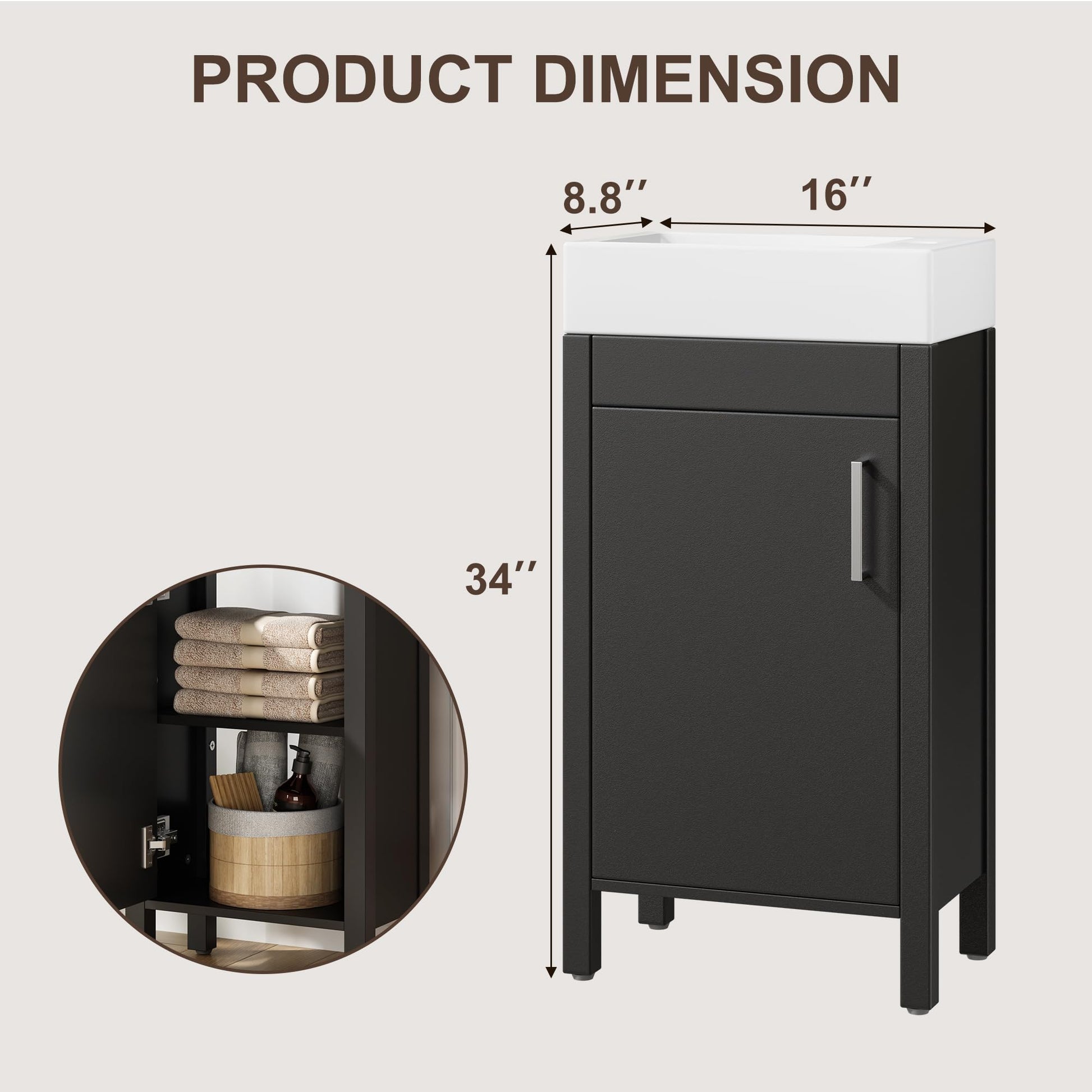 16 inch bathroom vanity product dimensions