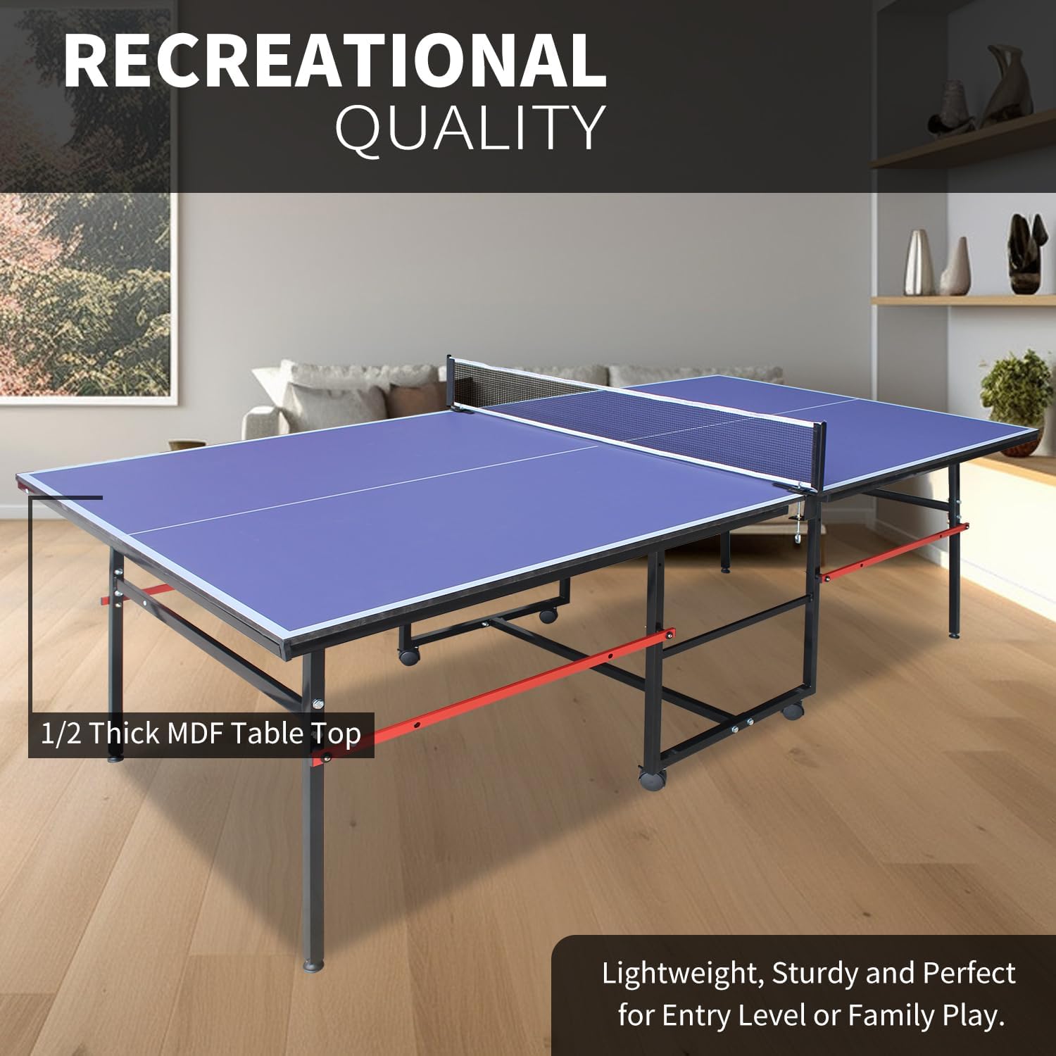 Durable aluminum frame ping pong table