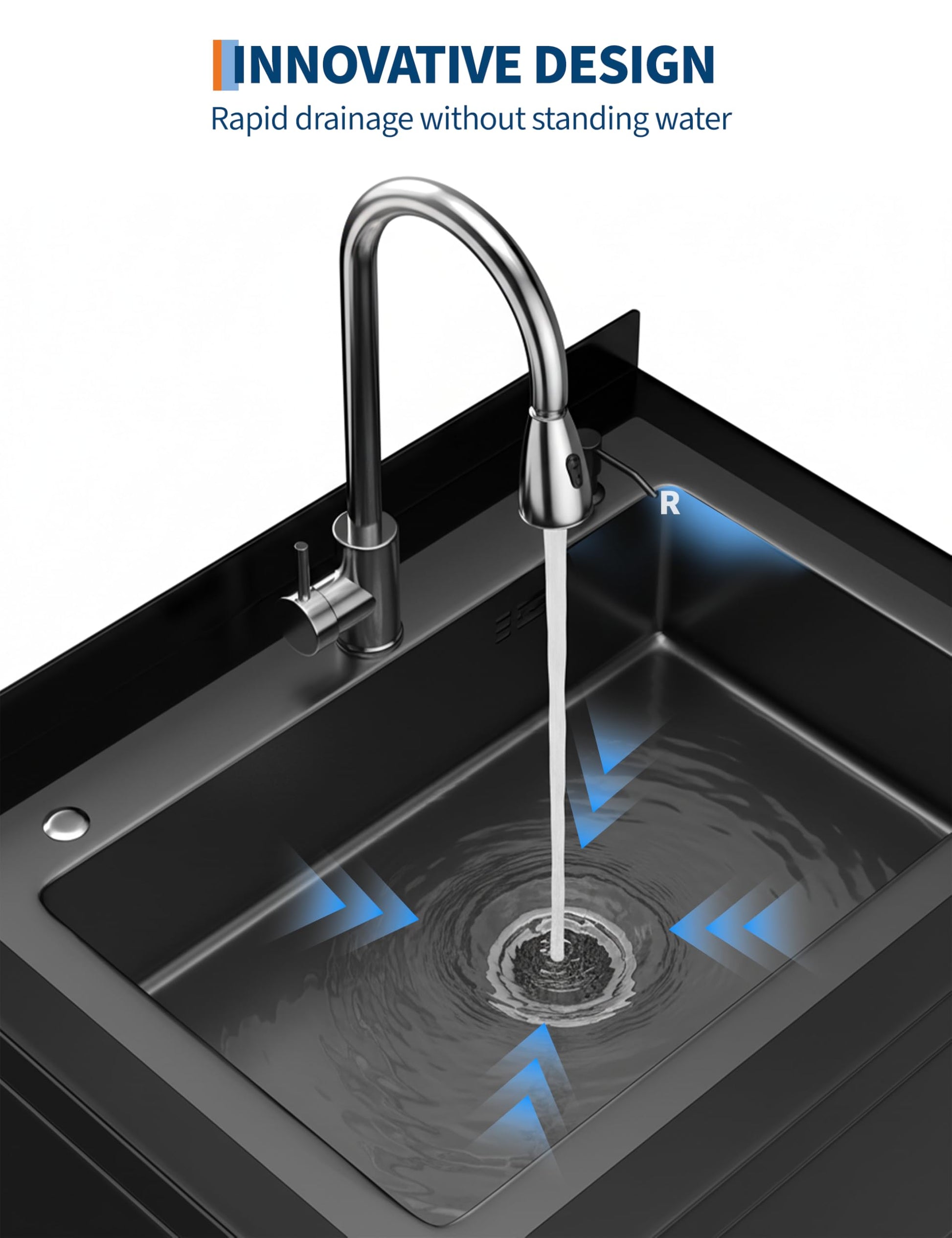 X-shaped drain design for rapid drainage without standing water