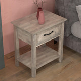 Garvee 1 Pc Wood Nightstand Rectangular End Table with Drawer, Gray - Grey