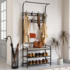 Garvee Hall Tree Entryway Bench, Coat Rack Shoe Bench with 8 Hooks, 4-in-1 Coat Rack Storage Bench with Hanging Bar, Coat Tree for Entryway, Hallway, Bedroom, Rustic Gray