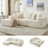 Garvee 108" Modular Sectional Sofa L-Shaped Boneless Cloud Couch 67.5" Chaise Corduroy Fabric No Assembly - Lie Left|Corduroy|Beige