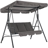 Garvee 3 Person Porch Swing Chair with Adjustable Canopy and Armrests for Outdoor Patio, Backyard, Garden, 600 lbs Max Load, Breathable Fabric - Grey