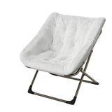 Garvee Rabbit Fur Saucer Chair Foldable Lounge Chair Metal Frame Cozy Indoor Lazy Sofa White - White
