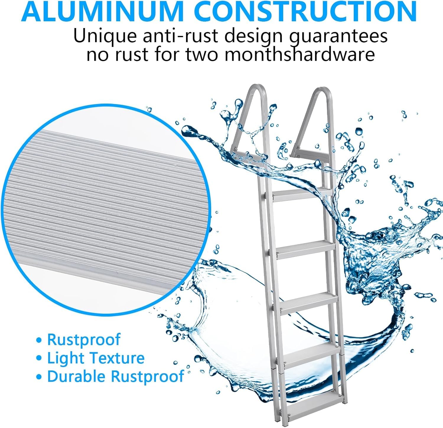 Aluminum construction detail for removable dock ladder