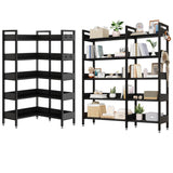 Garvee Corner Bookshelf 5 Tier Convertible L Shaped Storage Display Shelf for Home Office Living Room Study Room, 54"W x 11.8"D x 65.8"H, Industrial Black - Black