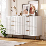 Garvee 8 Drawer Dresser Fluted Modern Chest of Drawers for Bedroom Living Room Kids Room 55 in Wide White - White