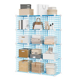 Garvee 12-Cube Modular Wire Organizer Durable Metal Storage Black for Bedroom & Office, DIY Assembly, Open Grid Design - Azul