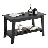 Garvee 2-Tier Coffee Table Black Rustic Wooden Living Room Bedroom Office 31.49x15.35x18.89 Inches - Black