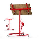 Garvee 16 Ft Drywall Lift Heavy Duty Sheetrock Lift With 360° Adjustable Telescopic Arm And Lockable Wheels For Ceiling And Wall Installation, Red - Red | Add A Pair Of Gloves