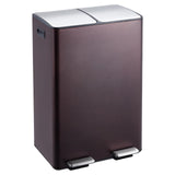 Garvee Dual Trash Can 16 Gal Stainless Steel Kitchen Garbage Can with Lid and Inner Bucket Brown for Home Office - Brown