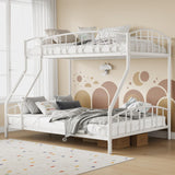 Garvee Bunk Bed Twin Over Full with Ladder and Arched Guardrail, Heavy Duty Steel Frame, Space-Saving, White - White