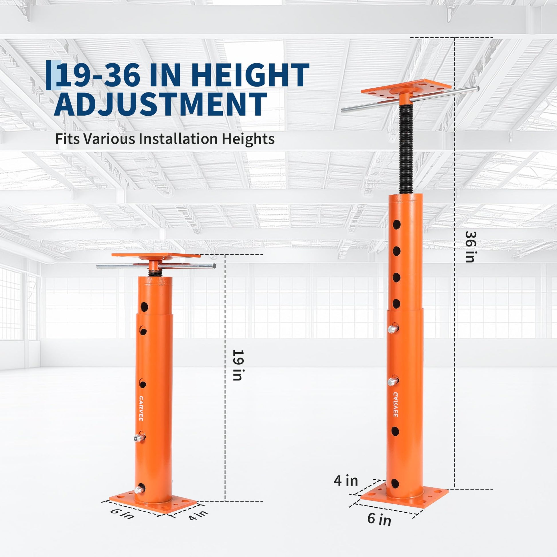 19 to 36 inch adjustable height range