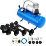 Garvee Train Horn Kit 4 Trumpets 150 DB, 150 PSI Compressor with 1.6 Gallon Tank, Durable Air Horn for Trucks, SUVs, Motorcycles, and Boats - Blue
