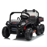 Garvee 24V 4WD Electric Dump Truck for Kids, 2 Seater Remote Control Ride On Car, All Terrain Toy, Black - Black