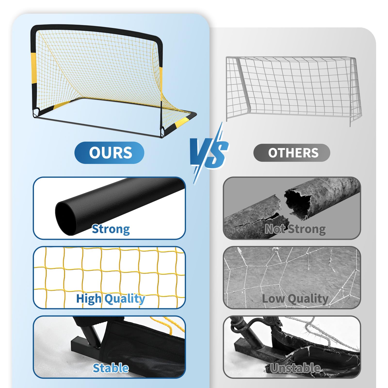 Comparaison de la construction durable des buts de soccer