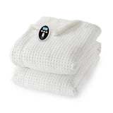Garvee Waffle Heated Throw Blanket, Machine-Washable Electric Throw with LCD Controller, 6 Heat Levels & Timer, Fast Heating for Couch or Bed, Waffle Sherpa, 90x100 inches, Gray - White-waffle