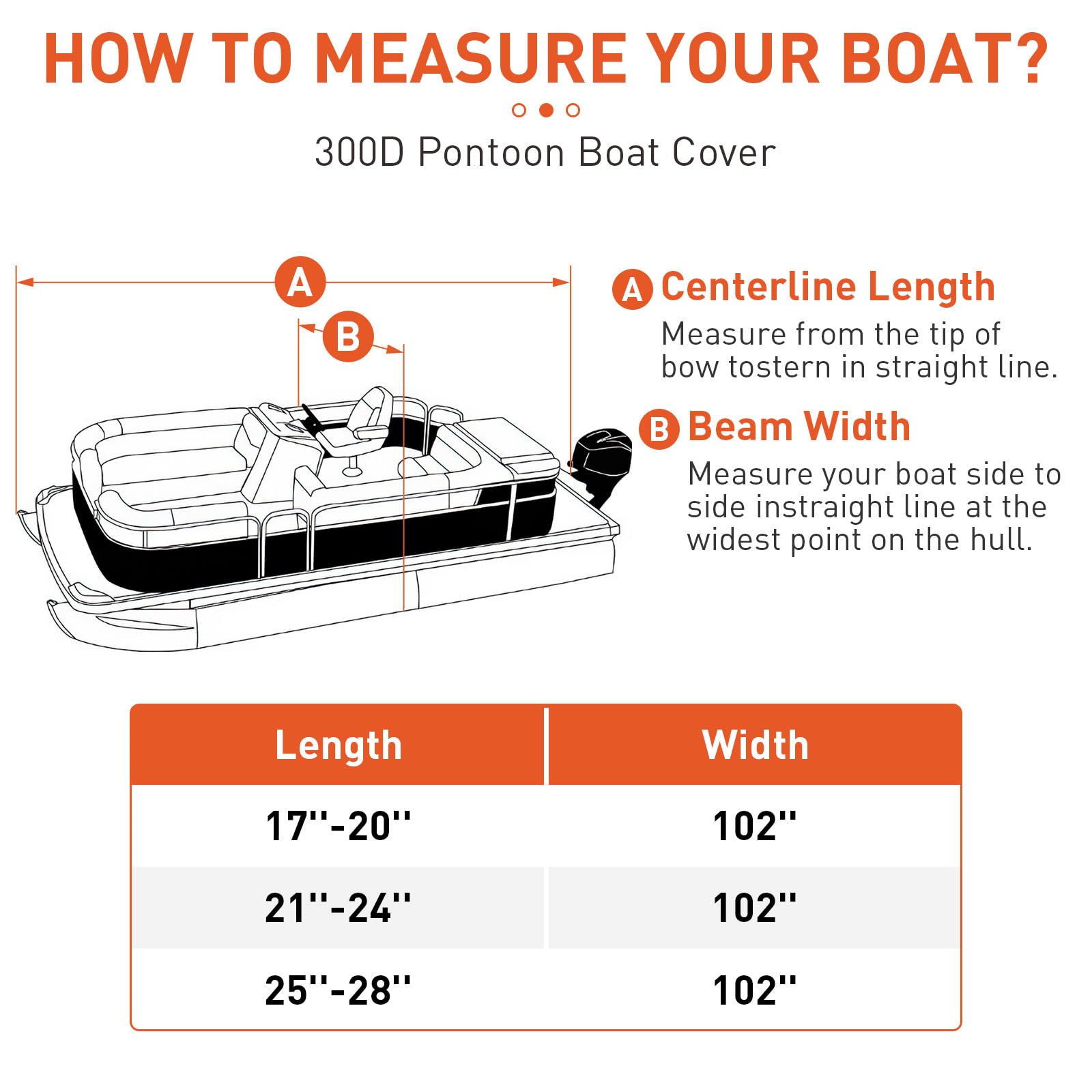 pontoon boat cover measurement guide for 21 to 24 foot boats