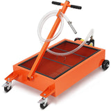 Garvee Oil Drain Pan, 15 Gallon Low Profile Oil Drain Pan with Electric Pump,57L Oil Change Pan with 8ft Hose & Folding Handle, Rolling Oil Drain Cart for Car, SUV, Trucks Oil Draining - Orange-Electric-110V