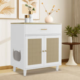 Garvee Hidden Cat Litter Box Furniture 2-in-1 Wooden Enclosure Cabinet with Scratching Board Doors & Drawer for Home Use 31.5"L x 15.75"W x 33"H