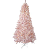 Garvee 6.5 Ft Pre-Lit Artificial Christmas Tree With 250 Warm-White LEDs & 818 Tips, Matte Black, Slim Profile For Living Room, Hallway, Office - Pink