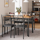 Garvee Kitchen Table Set Retro Cozy Chairs Metal Frame - Retro Brown - Retro Color