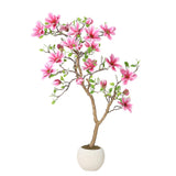 Garvee 4Ft Artificial Magnolia Tree with Pink Flowers, Realistic Faux Plant for Home Décor, Indoor Outdoor, Lifelike Potted Tree - Pink 4Ft