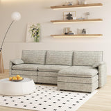 Garvee 108" Modular Chenille Cloud Sectional with Ottoman, Extra-Deep L-Shape Sofa for Living Room & Apartment, Grey, 108x62x37" - Camel