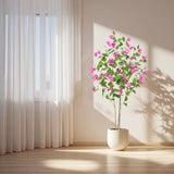 Garvee 5FT Artificial Bougainvillea Tree in Pot with Pink Silk Flowers for Home Office Garden Decor - Pink