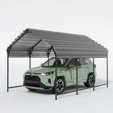 Garvee 10'x16' Galvanized Steel Carport with 1700LB Snow Load & Reinforced Frame for Trucks Boats All-Weather Shelter Grey - Grey