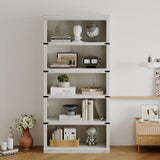 Garvee 71" Farmhouse 5-Tier Wooden Bookcase with Ample Storage for Home Office, Living Room, Bedroom, Durable Wood, Stylish Design - White