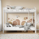 Garvee Twin Over Twin Metal Bunk Bed With Safety Guardrail & Ladder, Heavy Duty Steel Frame, Space Saving Kids Bunkbed, No Box Spring Needed, Boys Girls - White